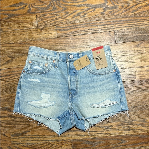Levi's Pants - Levi's Light Blue Distressed Jean Shorts